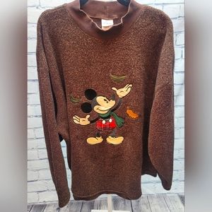 Disney | Sweaters | Vintage The Disney Store Oversized Mickey Autumn Fall  Leaves Brown Sweater 2xl | Poshmark